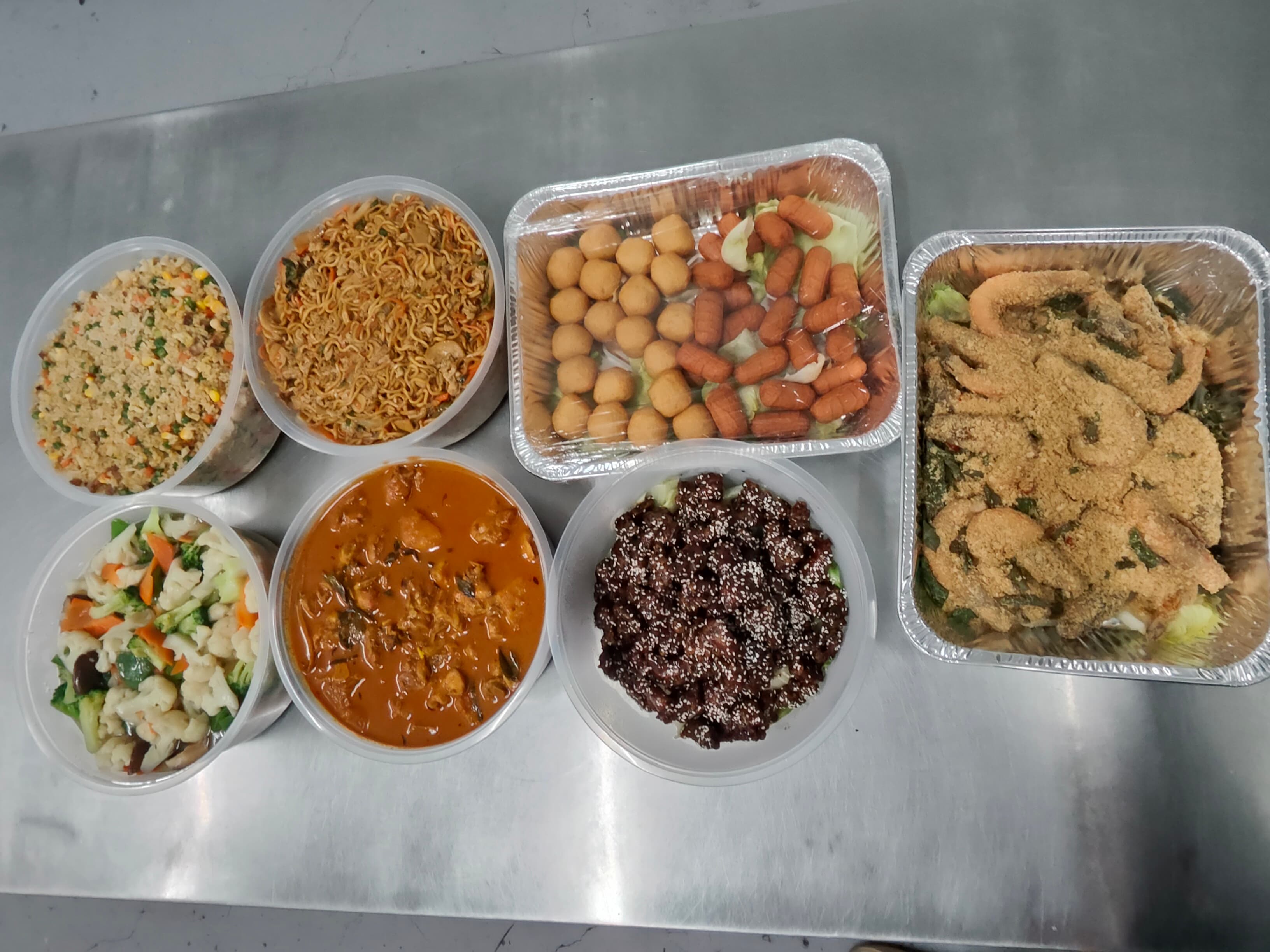 Home cooked meal spread